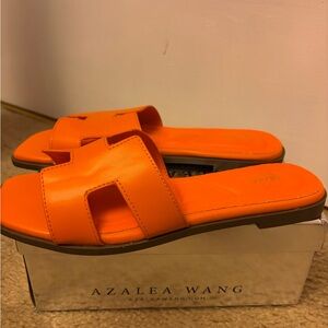 Azalea Wang Orange Slide Mules for Women